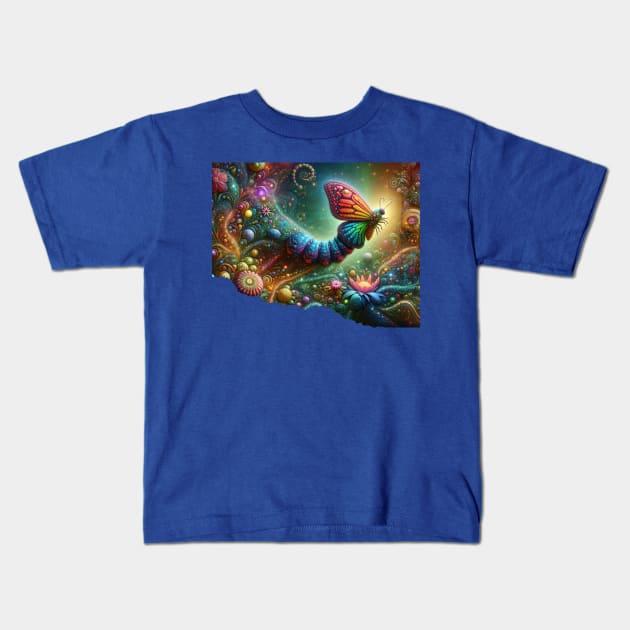 Majestic Caterpillar to Butterfly Transformation, Life continues Kids T-Shirt by DaysMoon